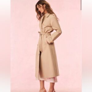 LoveShackFancy Beige Trench Coat with Bow Details NEW $695 Sz 2